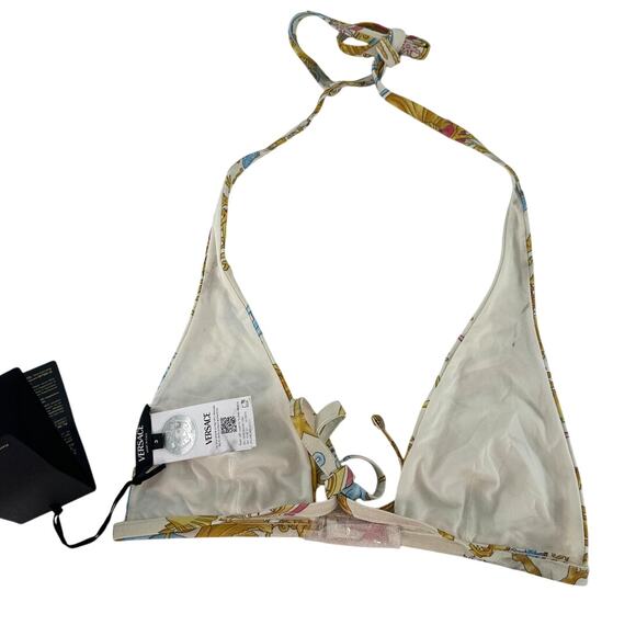 VERSACE Women's Eggshell Multicolor Baroque Print Bikini Top Size 3 Medium - Picture 7 of 14